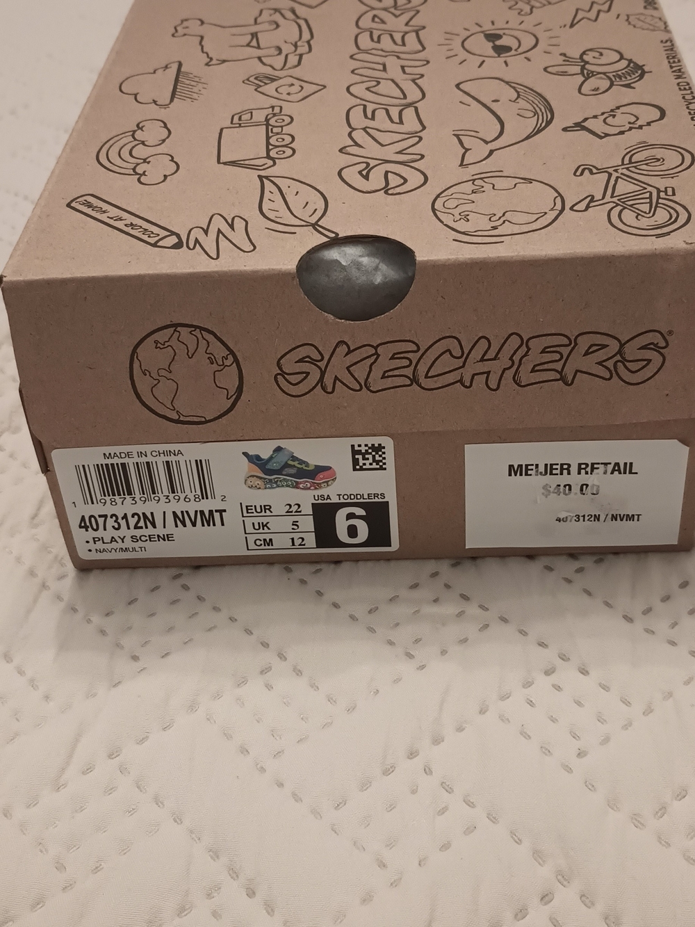 Kids Skechers Play Scene Navy, Pink & Lime Sneakers 6 Toddlers - Picture 14 of 14